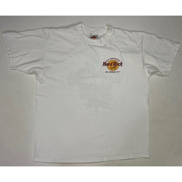 VINTAGE Hard Rock Cafe London 25th Year Anniversary T-shirt Men Large White 90s - Picture 3 of 7